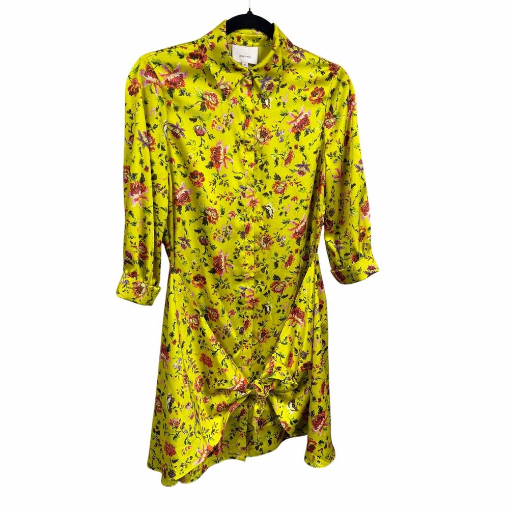 Cinq A Sept Mini Provence 3/4 Sleeve Gaby Dress Yellow Pomelo Multi Floral US 0